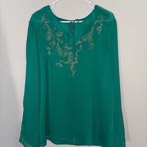 Koret - Green and Gold Embellished Long Sleeve Blouse